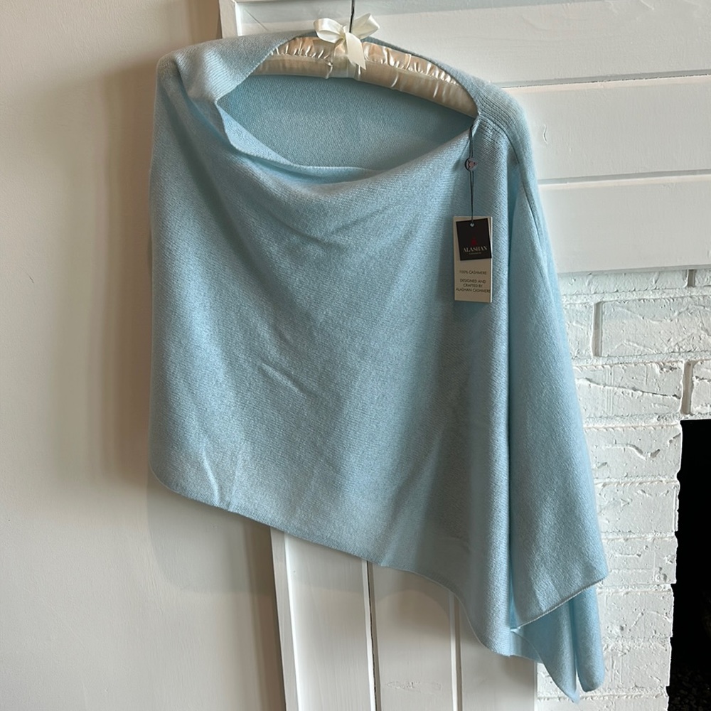 NWT Light blue cashmere shrug type wrap
